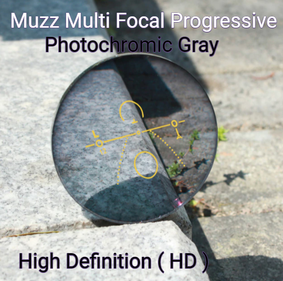 Muzz Progressive Aspheric HD/Anti Blue Light Photochromic Lenses Lenses Muzz Lenses 1.56 Photo Gray HD 