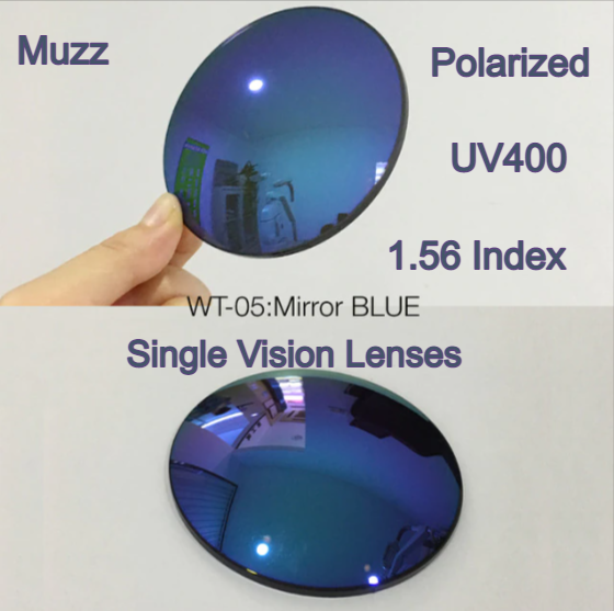 Muzz Single Vision Aspheric Polarized Tinted Sunglass Lenses Lenses Muzz Lenses 1.56 Mirror Blue 
