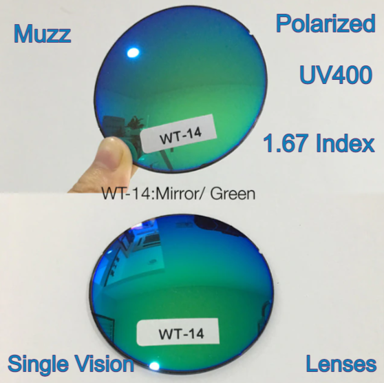 Muzz Single Vision Aspheric Polarized Tinted Sunglass Lenses Lenses Muzz Lenses 1.67 Mirror Teal Green 
