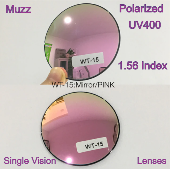Muzz Single Vision Aspheric Polarized Tinted Sunglass Lenses Lenses Muzz Lenses 1.56 Mirror Pink 