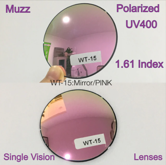 Muzz Single Vision Aspheric Polarized Tinted Sunglass Lenses Lenses Muzz Lenses 1.61 Mirror Pink 