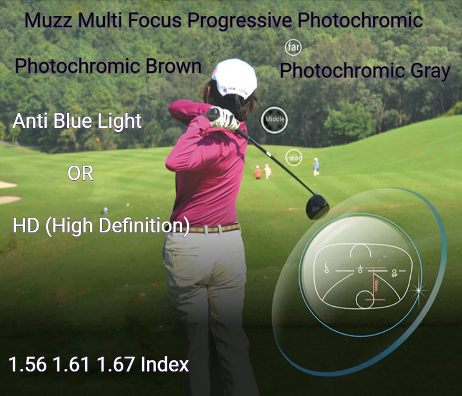 Muzz Progressive Aspheric HD/Anti Blue Light Photochromic Lenses Lenses Muzz Lenses   