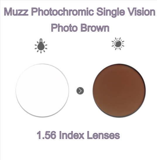 Muzz Single Vision Aspheric Photochromic Lenses Lenses Muzz Lenses 1.56 Brown 