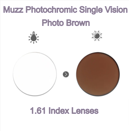 Muzz Single Vision Aspheric Photochromic Lenses Lenses Muzz Lenses 1.61 Brown 