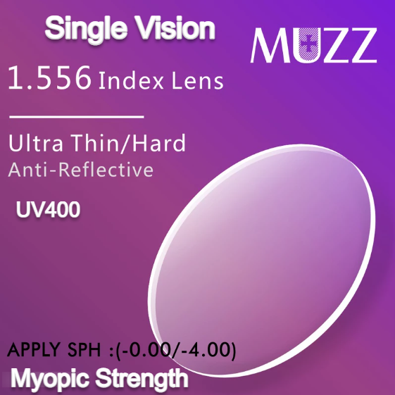 Muzz Ultra Thin Aspheric Single Vision Clear Myopic Lenses Lenses Muzz Lenses 1.556  