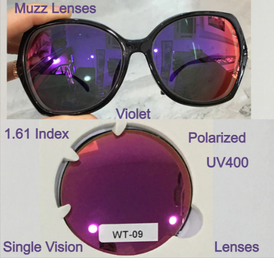 Muzz Single Vision Aspheric Polarized Tinted Sunglass Lenses Lenses Muzz Lenses 1.61 Violet 