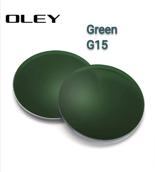 Oley Single Vision Anti Blue Light Polarized Sunglass Lenses Lenses Oley Sunglass Lenses 1.56 Green Myopia 