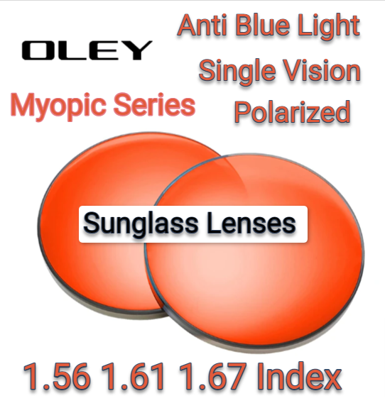 Oley Single Vision Anti Blue Light Polarized Myopic Sunglass Lenses Lenses Oley Sunglass Lenses   