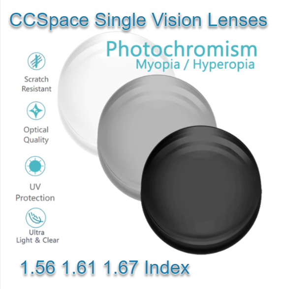CCSpace Single Vision Aspheric Photochromic Gray Lenses Lenses CCSpace Lenses   