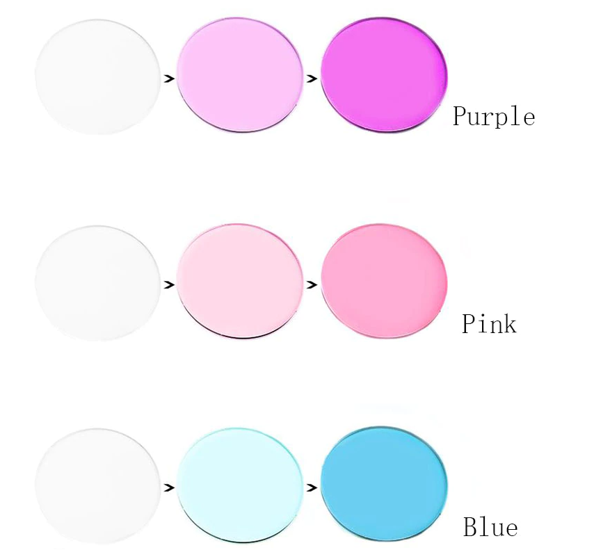 BCLEAR 1.56 Index Aspheric Photochromic Anti-Blue Anti-Glare Myopic Lenses Color Pink Lenses Bclear Lenses   