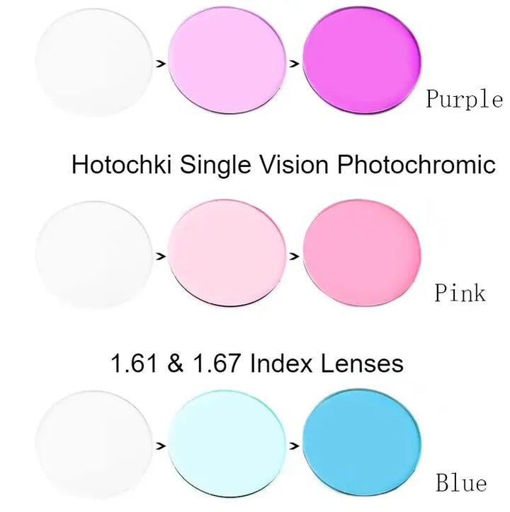Hotony Single Vision Fun Color Photochromic Lenses.