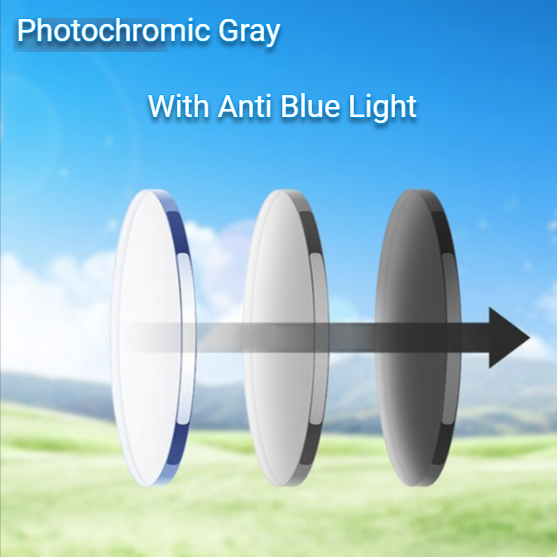 Chashma Ochki Single Vision Photochromic Anti Blue Light Lenses Lenses Chashma Ochki Lenses 1.56 Gray 