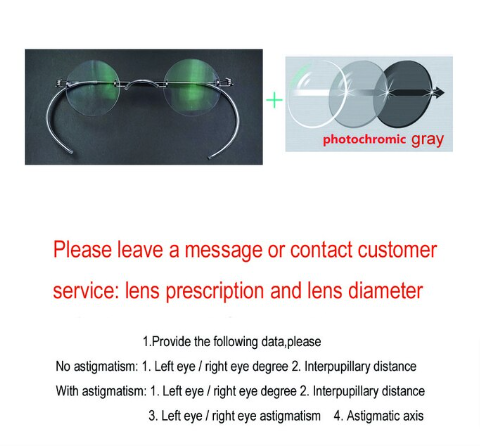 Yujo Unisex Rimless Small Round Stainless Steel Screwless Eyeglasses Customized Lens Options Rimless Yujo Grey China 