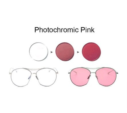 Handoer Single Vision Colorful Photochromic Lenses Lenses Handoer Lenses 1.56 Pink 
