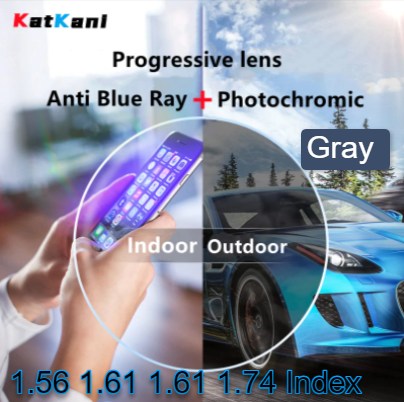 KatKani Aspheric Free Form Progressive Photochromic Gray Anti Blue Light Lenses Lenses KatKani Eyeglass Lenses   