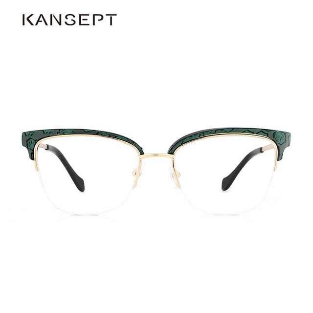 Kansept Women's Glasses Frame Green Eyeglasses Half Rim Frames 9019 Semi Rim Kansept 9019C04  