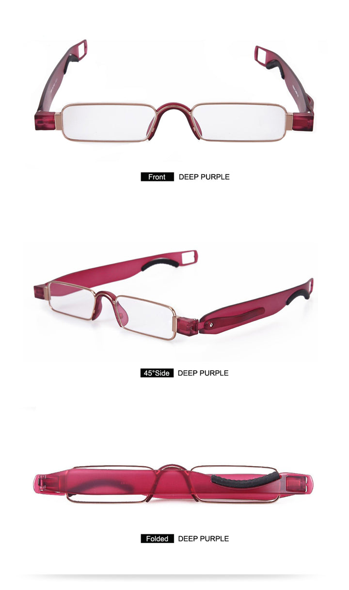 Portable 360 Degree Rotation Folding Reading Glasses Men Women Foldable Glass +1.0 To+4.0 Reading Glasses Brightzone   
