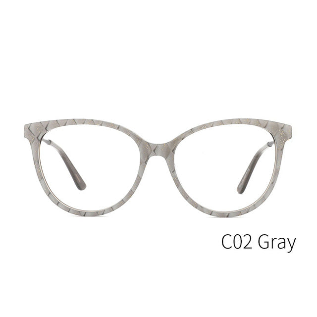 Kansept Women's Eyeglasses Acetate Round Glasses Frame Plaid Handmade 9014 Frame Kansept 9014C2  