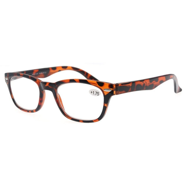 Reading Glasses Women Man Rivet Transparent Eyeglass Glass Diopter Msr029 Reading Glasses ModFans +350 Leopard 