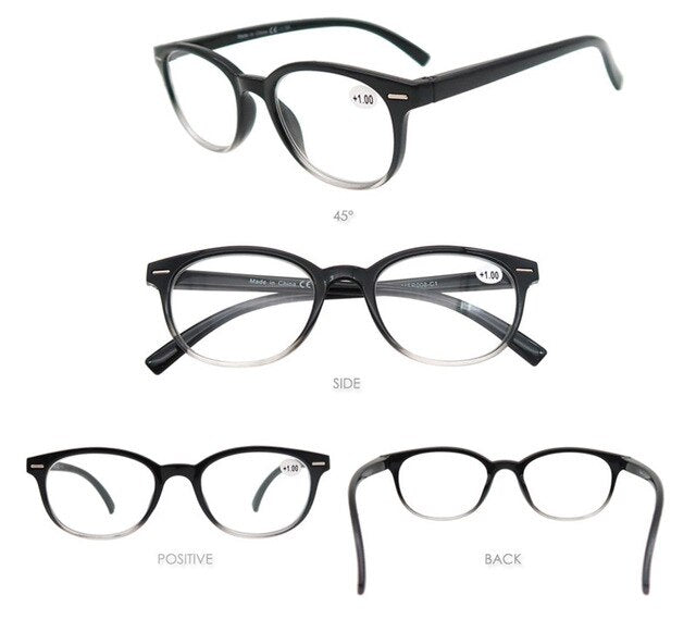 Women Reading Glasses Round Men Glass Diopter Sight Magnifier Thin Metal Decoration Ochki Reading Glasses ModFans +100 Black 