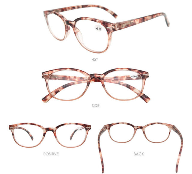 Modfans Women's Full Rim Round Alloy Polycarbonate Reading Glasses 4835 Reading Glasses Modfans +100 Brown 