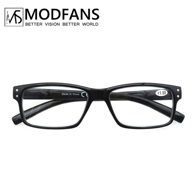 Reading Glasses Men Women Rectangle Frame Clear Lens Eyeglasses Ultralight Diopter +1.0 To 4.0 Reading Glasses ModFans +150 Black 