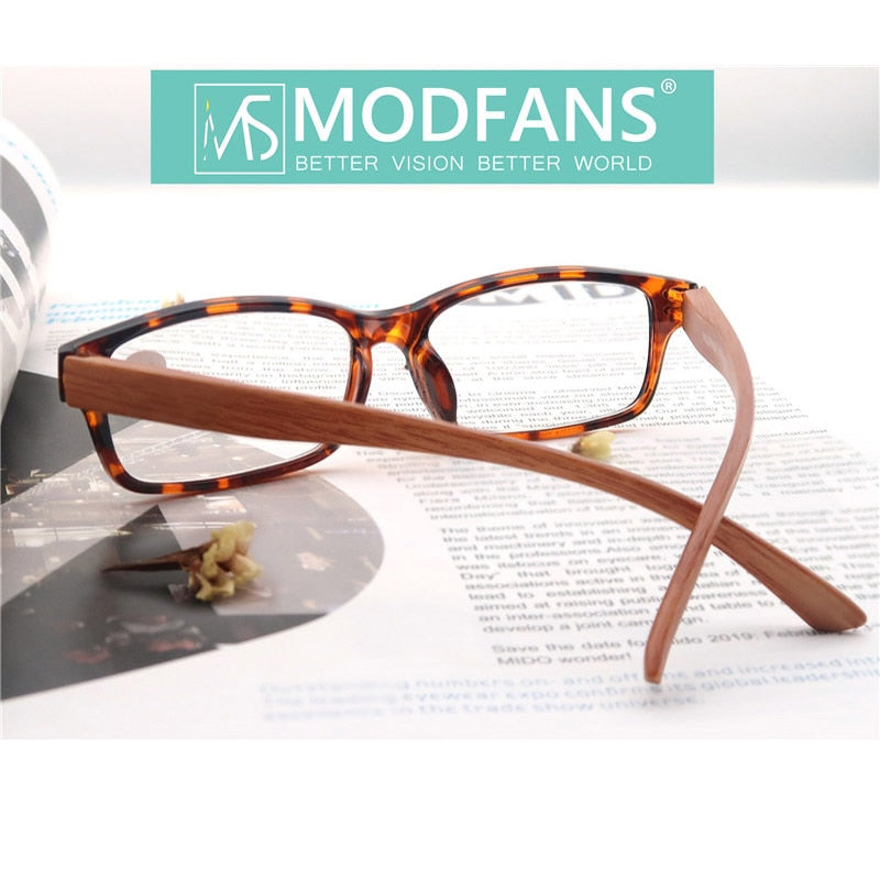 Reading Glasses Men Women Wood Look Frame Rectangular Eyeglasses Diopter 1 1.5 175 2 2.5 275 Reading Glasses ModFans   