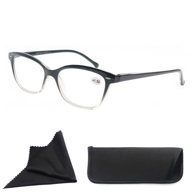 Reading Glasses Women Original Brand Eyeglasses Cateye Luxury Diopter Msr031 Reading Glasses ModFans +100 Black 