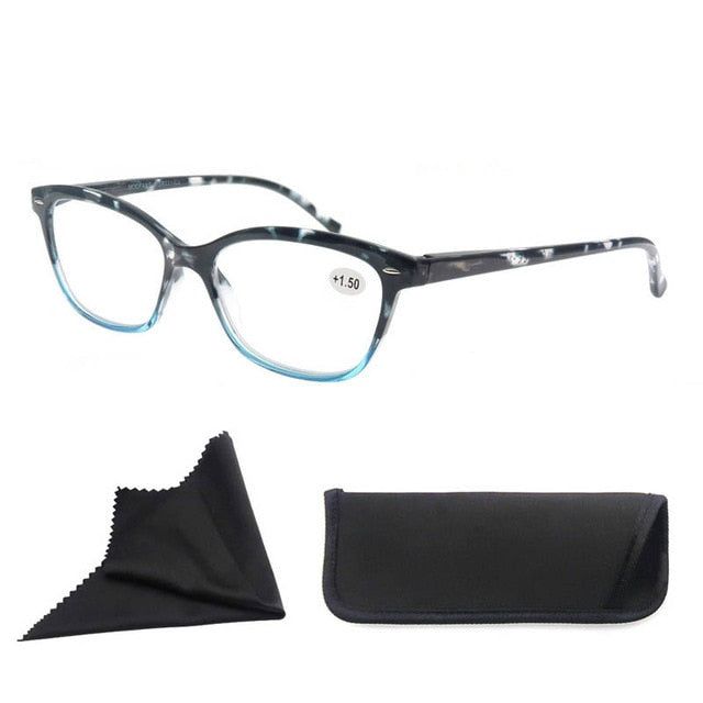 Reading Glasses Women Original Brand Eyeglasses Cateye Luxury Diopter Msr031 Reading Glasses ModFans +100 Blue 
