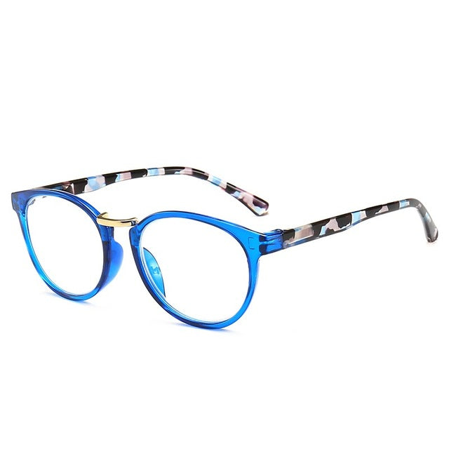 Lonsy Unisex Full Rim Round Polycarbonate Reading Glasses 8163 Reading Glasses Lonsy +400 Blue 