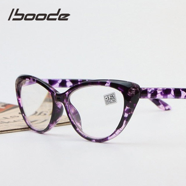 Iboode Women's Reading Glasses Floral Cat Eye Ultralight +1.25 1.5 1.75 2.0 2.25 2.5 2.75 3.0 3.5 4.0 Reading Glasses Iboode +400 Purple 