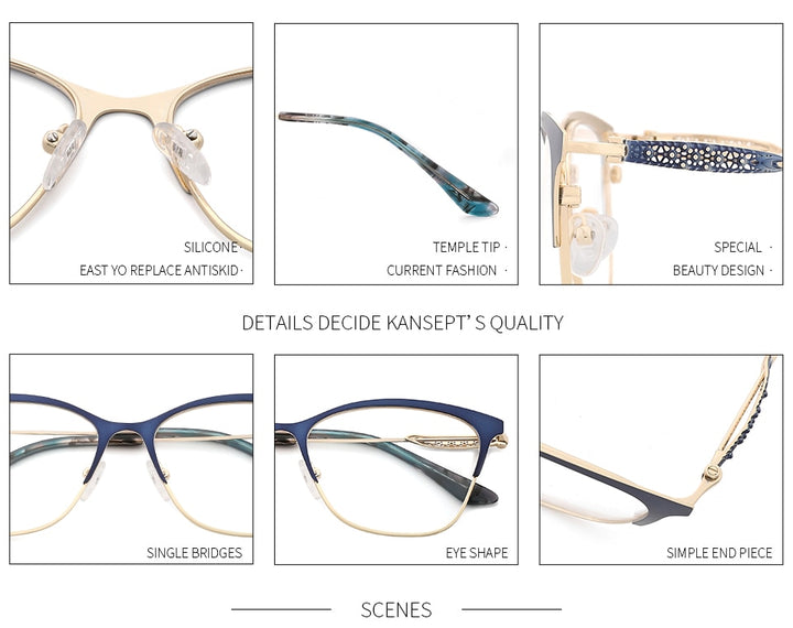 Kansept Brand Women's Eyeglasses Metal Spectacle Frame Glasses 3742 Frame Kansept   