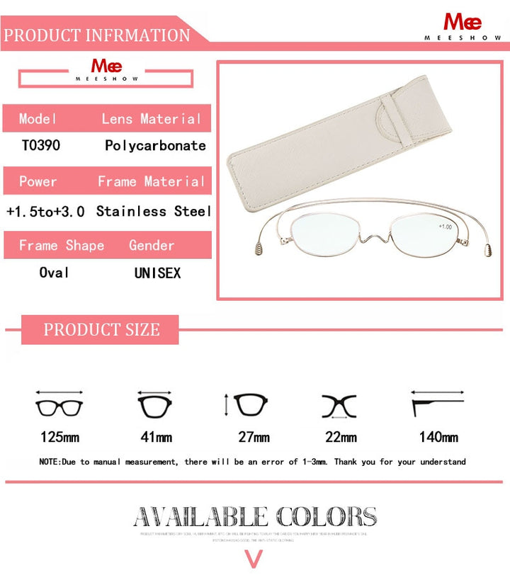 Meeshow Unisex Eyeglasses Titanium Reading Glasses Frame Paper Glasses Ultra Thin +2.0 Reading Glasses MeeShow   