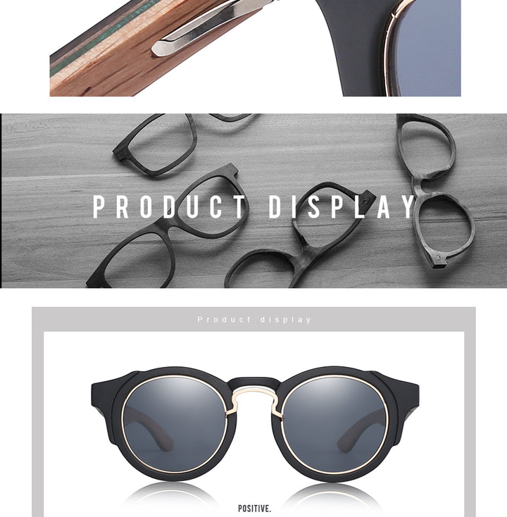 Hu Wood Unisex Round Steampunk Sunglasses Brand Designer Frame Gr8046 Sunglasses Hu Wood   