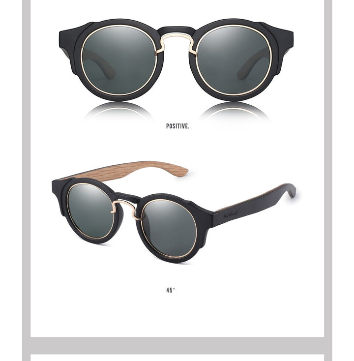 Hu Wood Unisex Round Steampunk Sunglasses Brand Designer Frame Gr8046 Sunglasses Hu Wood   