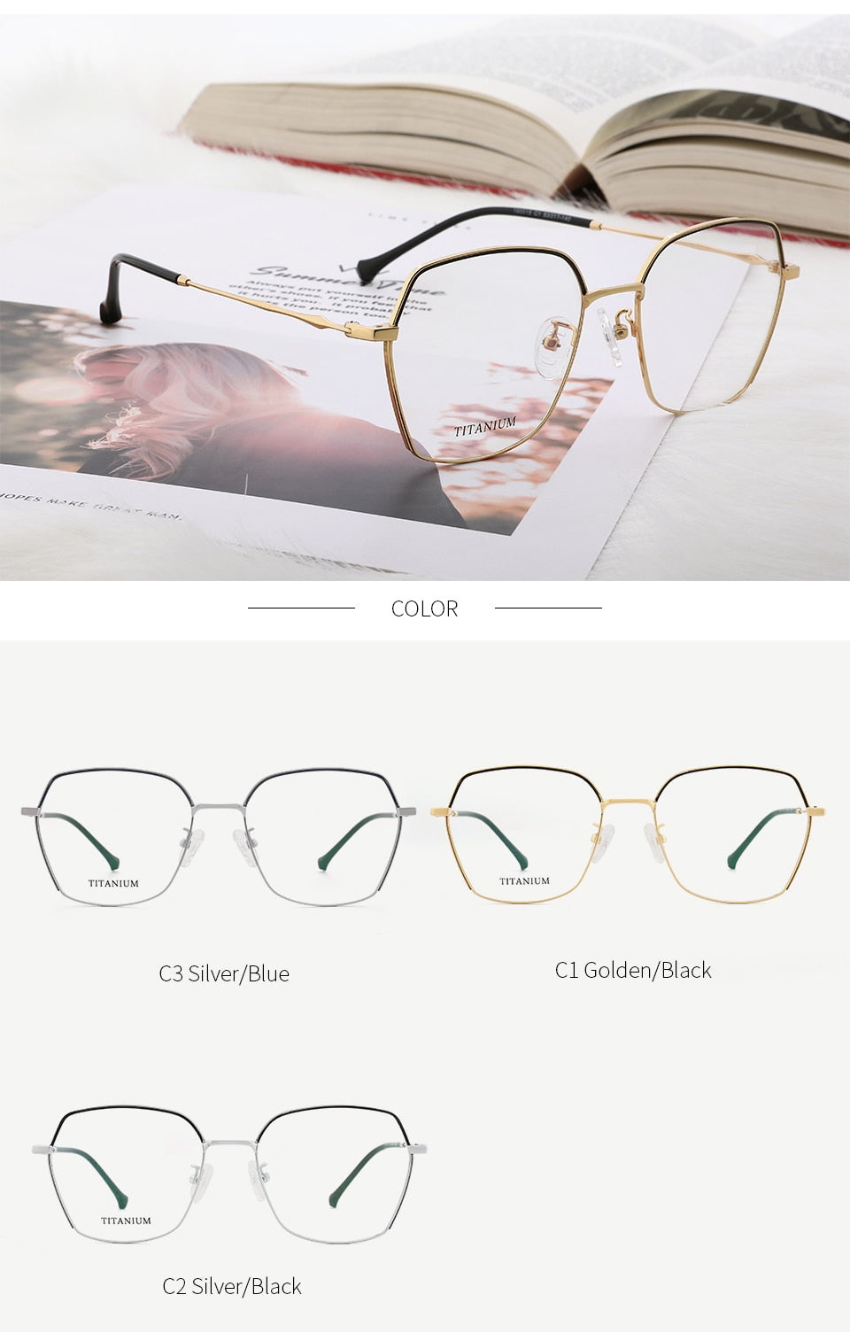 Kansept Women's Eyeglasses Titanium Alloy Glasses Frame 190015c1 Frame Kansept   