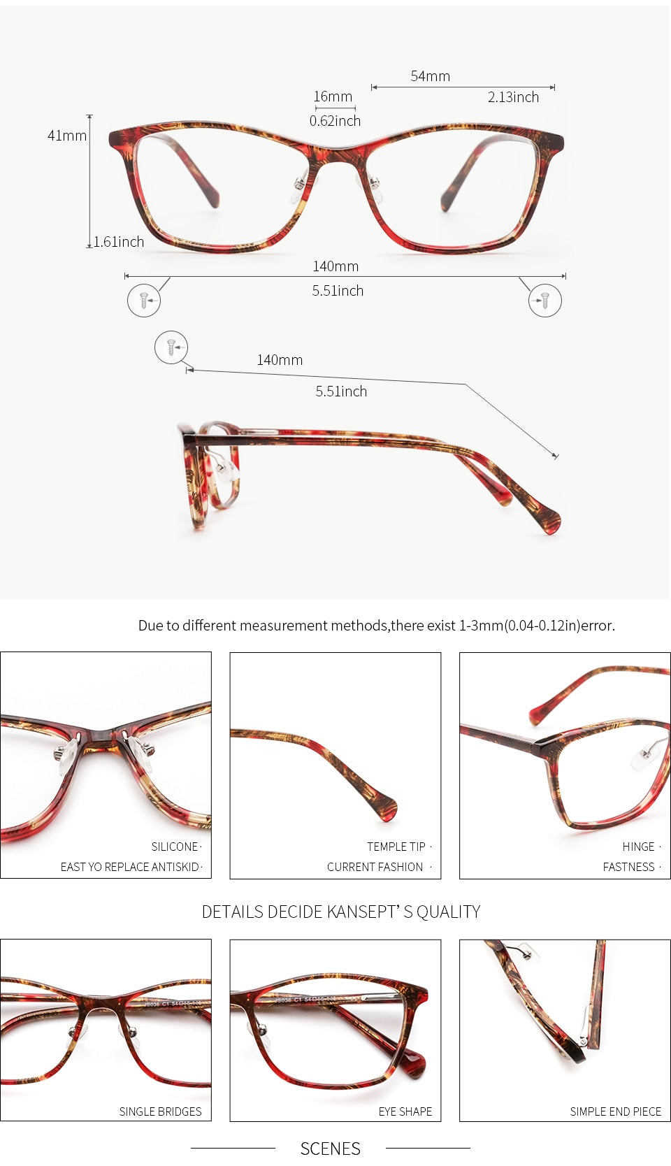 Kansept Brand Women's Eyeglasses Acetate Frame Transparent Js035 Frame Kansept   