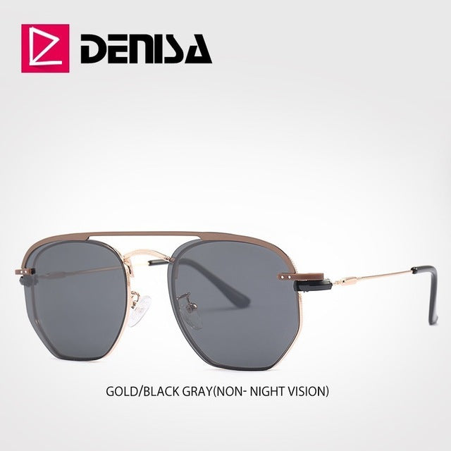 Denisa Night Vision Glasses Clip On Polarized Sunglasses Men Yellow Sunglasses G2309 Sunglasses Denisa NON-Night Vision  