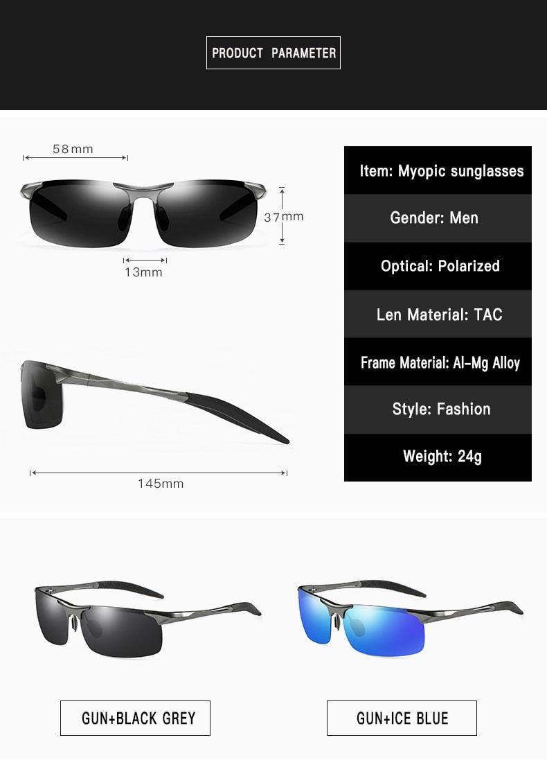 Men's Sunglasses Diopter Sph -0.5 -1 -1.5 -2 -2.5 -3 -3.5 -4 -4.5 -5 -5.5 -6.0 Cyl Sunglasses Aidien   