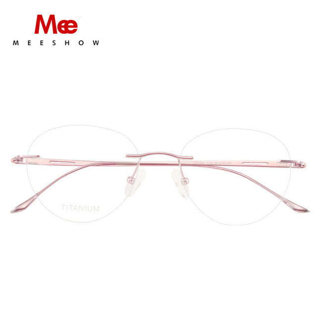 Meeshow Women's Eyeglasses Pure Titanium Frame Korean Round Diamonds 8513 Frame MeeShow purple  