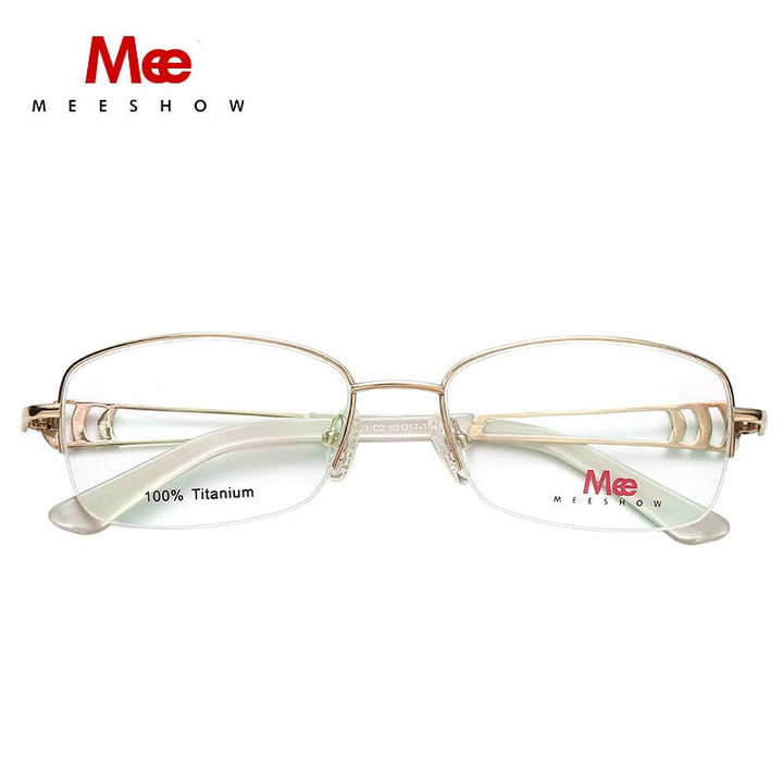 Meeshow Brand Pure Titanium Women's Eyeglasses Frame Rhinestones Gold Gun Purple 8509 Frame MeeShow   