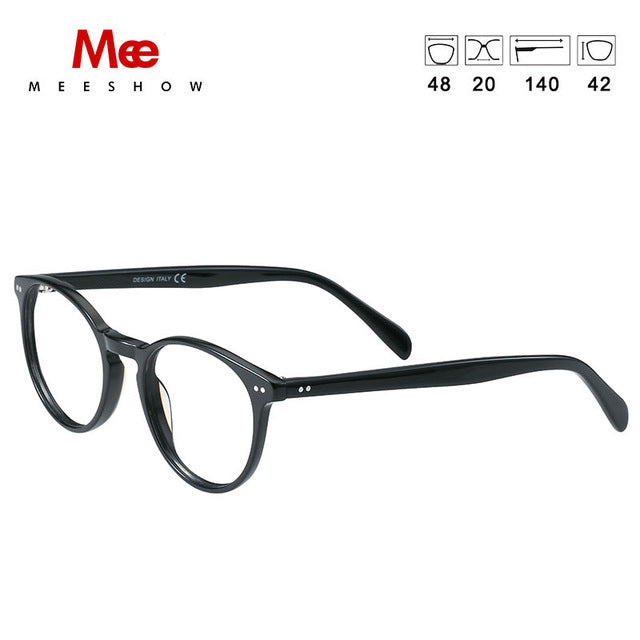 Meeshow Women's Eyeglasses Acetate Round Glasses 1809 Frame MeeShow black  