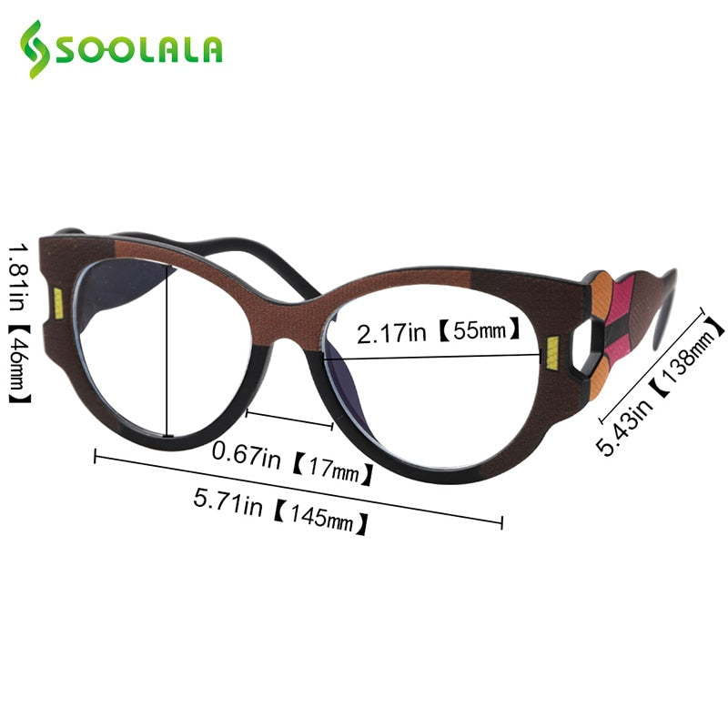 Soolala Women's Full Rim Big Cat Eye Acetate Reading Glasses 38682 Reading Glasses SooLala   