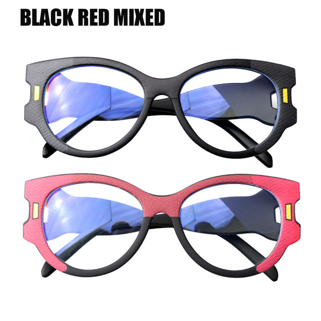 Soolala Women's Full Rim Big Cat Eye Acetate Reading Glasses 38682 Reading Glasses SooLala +125 Black Red Mixed 