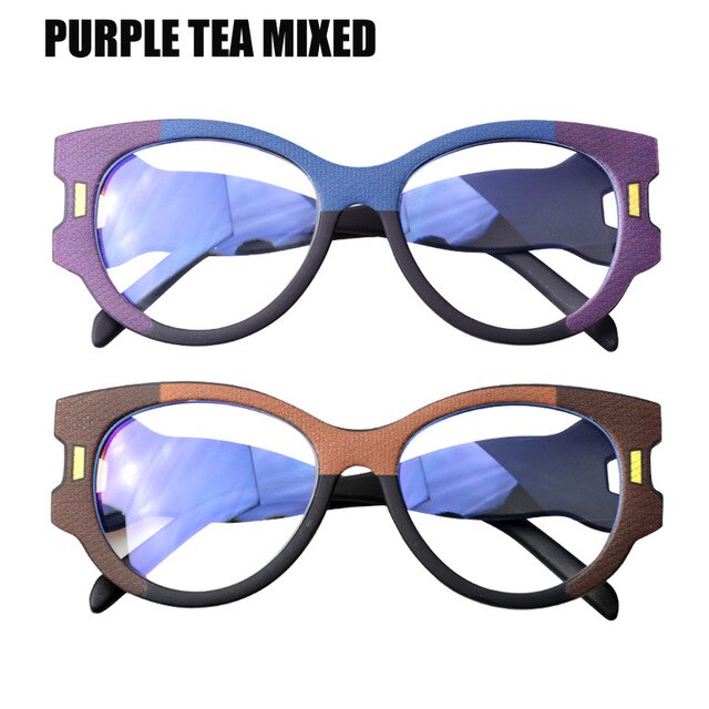 Soolala Women's Full Rim Big Cat Eye Acetate Reading Glasses 38682 Reading Glasses SooLala +125 Purple Tea Mixed 