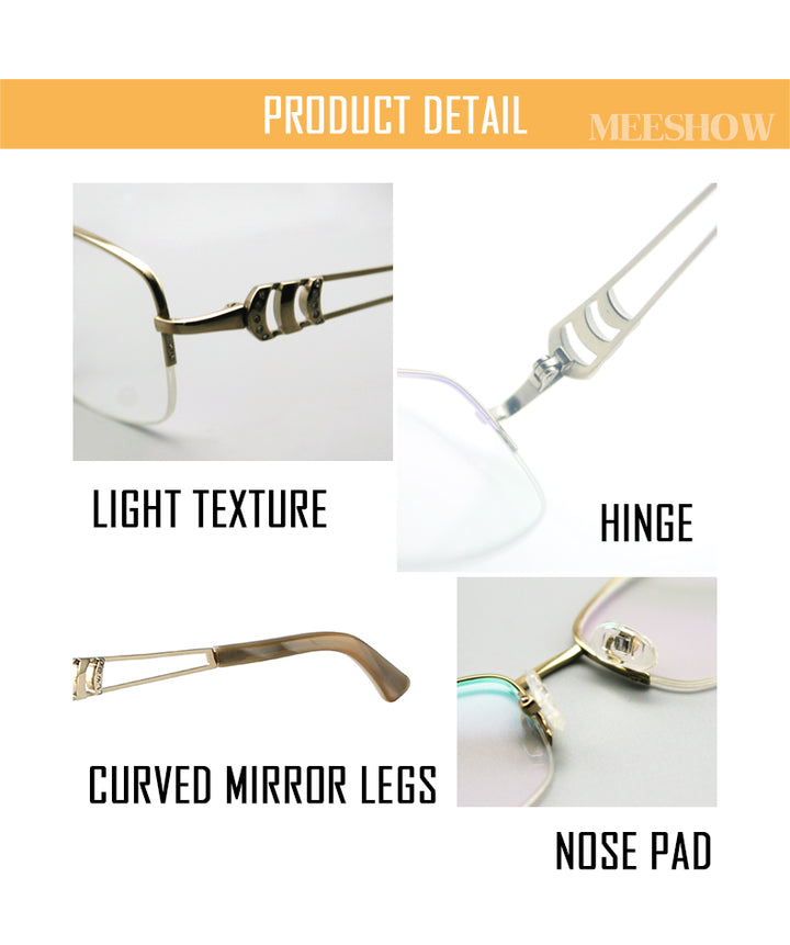 Meeshow Brand Pure Titanium Women's Eyeglasses Frame Rhinestones Gold Gun Purple 8509 Frame MeeShow   