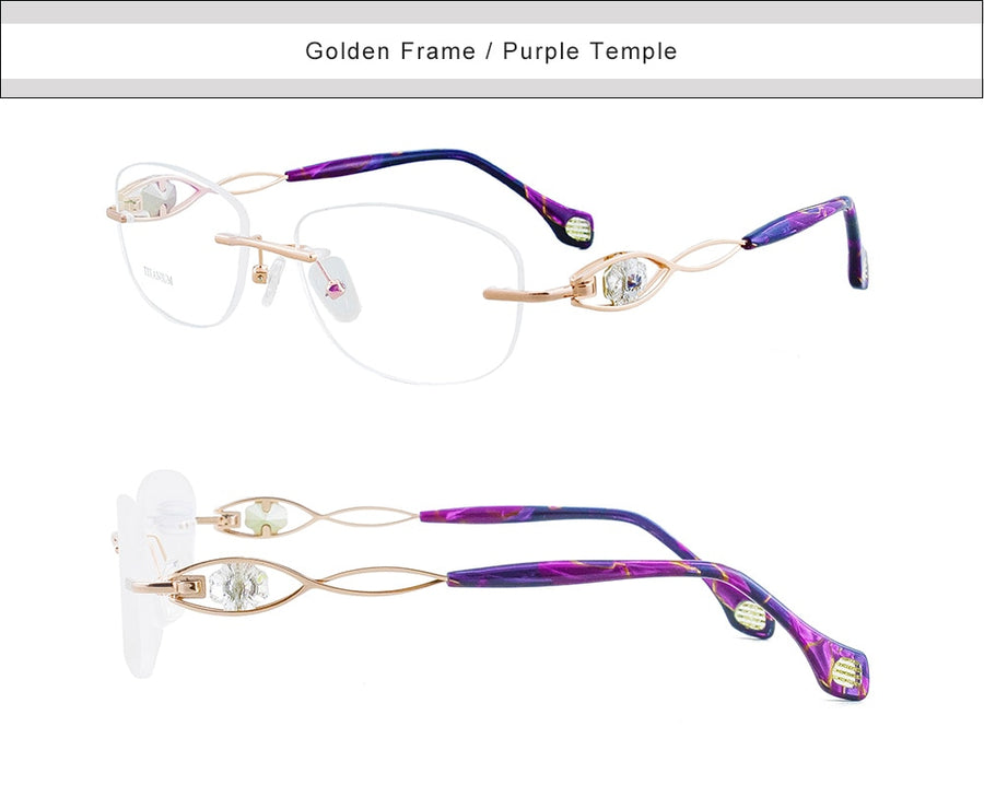 Women's Titanium Frame Rhinestone Eyeglasses – FuzWeb