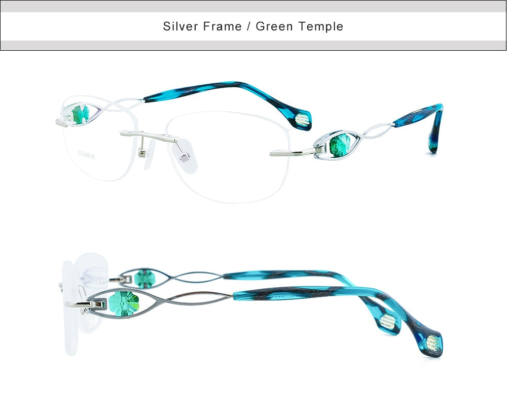 Women's Eyeglasses Titanium Frame Rimless Rhinestone Crystal As1009 Rimless Aissuarvey Eyeglasses   