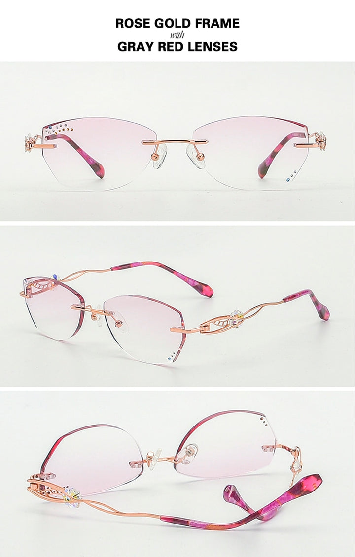 Chashma Designer Women's Eyeglasses Diamond Rimless Titanium Glasses Frame 006 Rimless Chashma   