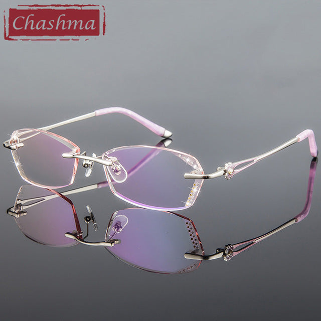 Chashma Women's Rimless Diamond Cut Tint Lenses 856 Rimless Chashma Pink  